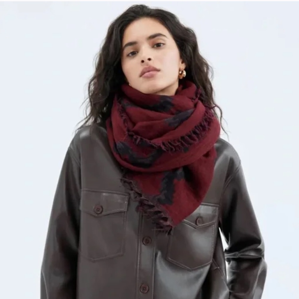 Aritzia Wilfred Diamond Mosaic Wool Blanket Scarf
